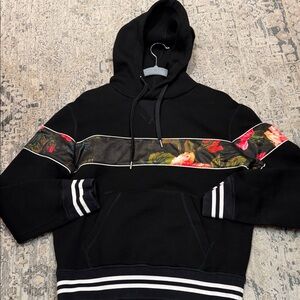 Floral Stripe Black Hoodie Alexander Mqueen
